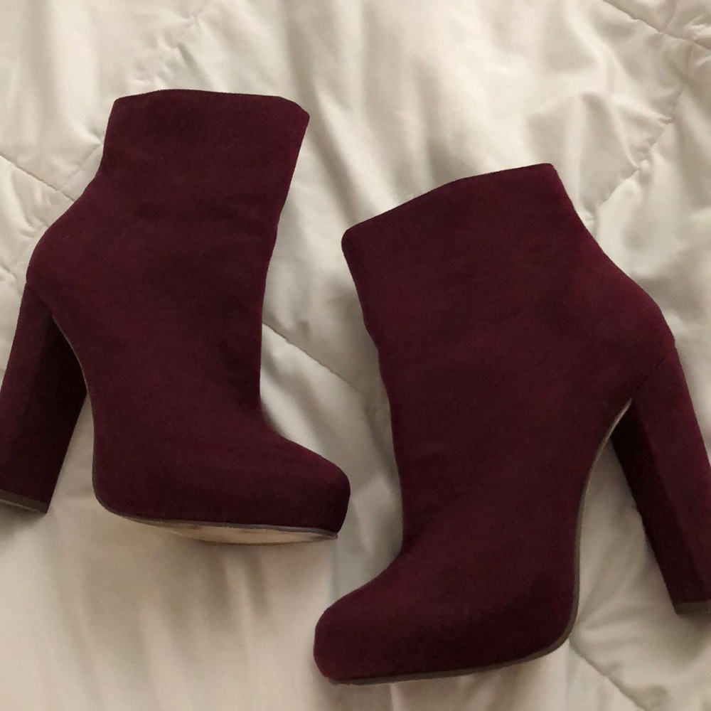 Burgundy booties